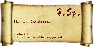 Hancz Szabina névjegykártya